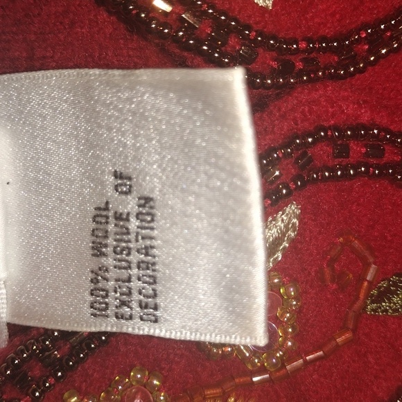 Red Vintage 100% Wool Beaded Embroidered Holiday Talbot's Blazer/Jacket S - Picture 6 of 8